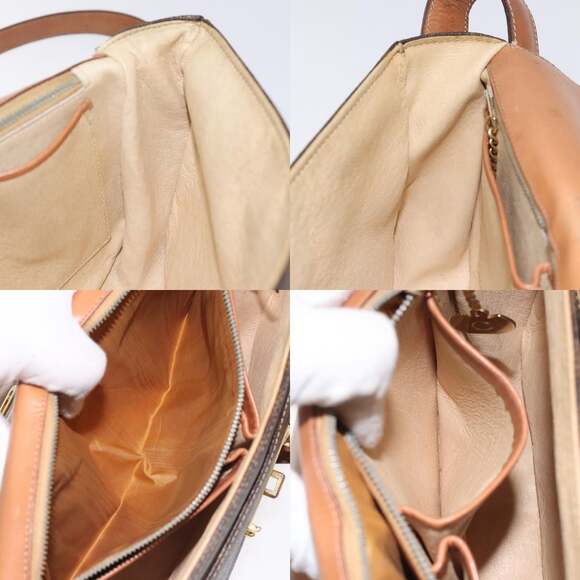 CELINE Macadam Canvas Shoulder Bag Pvc Leather Brown Gold - Picture 12 of 13